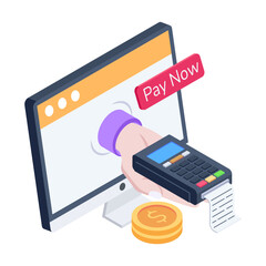 Grab this isometric icon of online payment 

