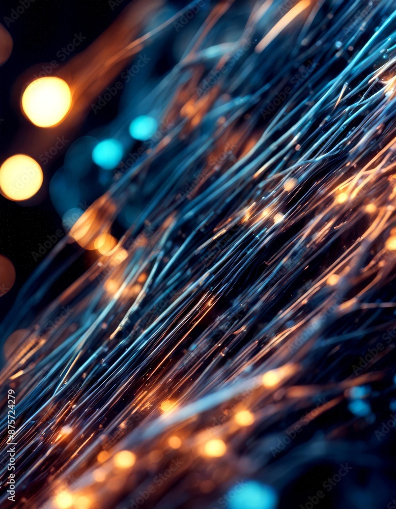 Poster illuminated technology fiber connections optic network abstract background digital datum electronic 