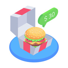 Check out this isometric icon of burger price 

