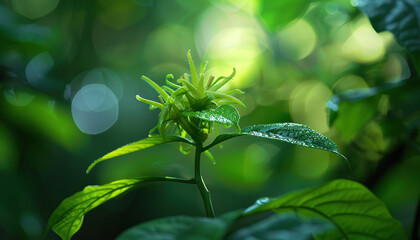 Obraz premium Tropical Rainforest Background, Colorful Interesting Plant, Green Nature Wallpaper with Copy Space
