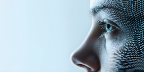 Facial recognition biometric security for authentication. Concept Biometric Security, Facial Recognition, Authentication Technology, Identity Verification, Data Privacy