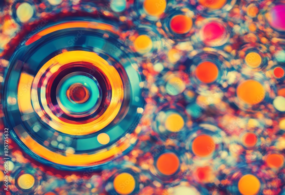 Poster an ai displayed image shape array circular generative featuring woman bright shapes colours abstract