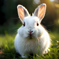  A beautiful white rabbit on green grass
AI Generated
