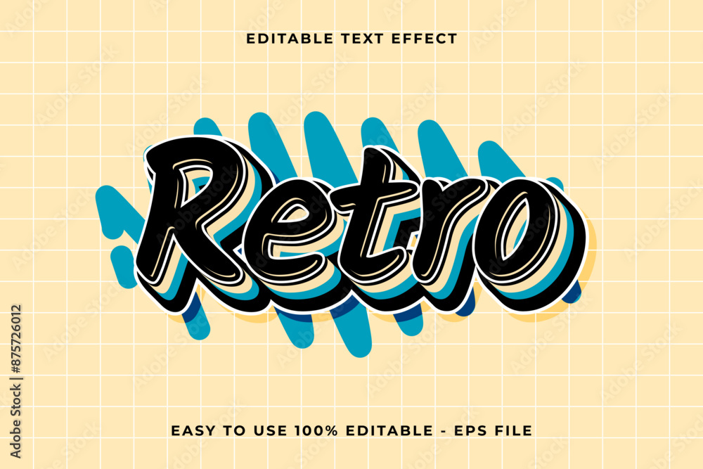 Poster retro 3d editable vector text effect. trendy style text effect