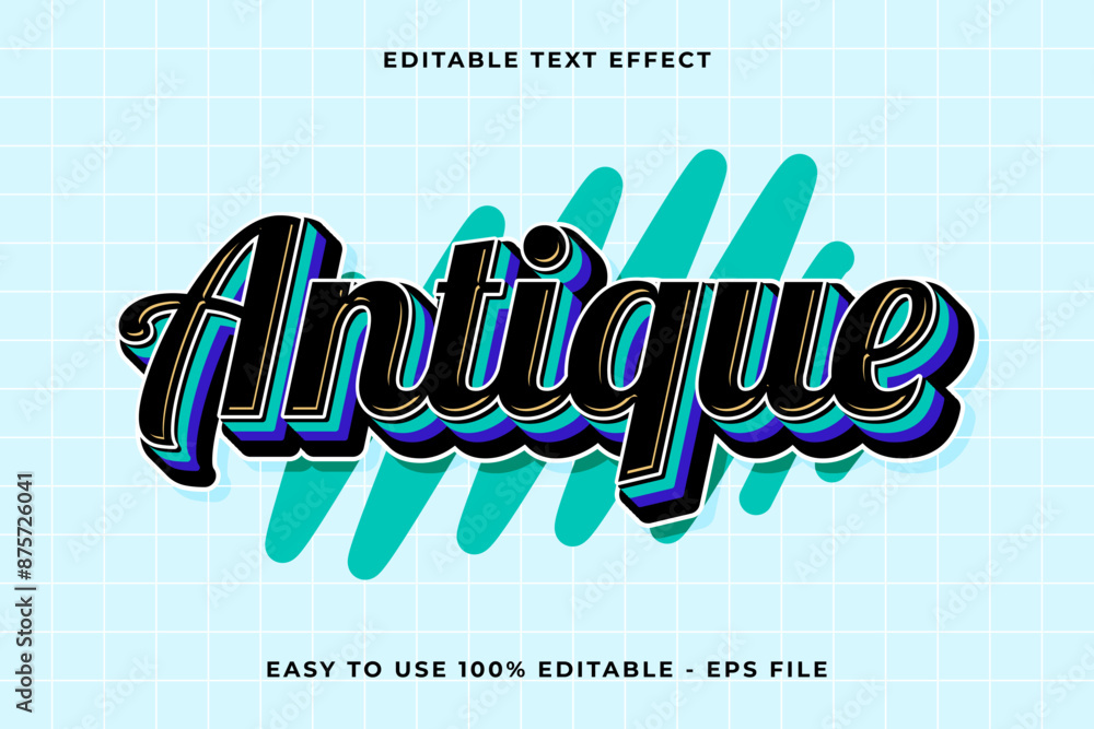 Aufkleber antique 3d editable vector text effect. trendy style text effect