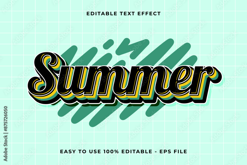 Aufkleber summer 3d editable vector text effect. trendy style text effect