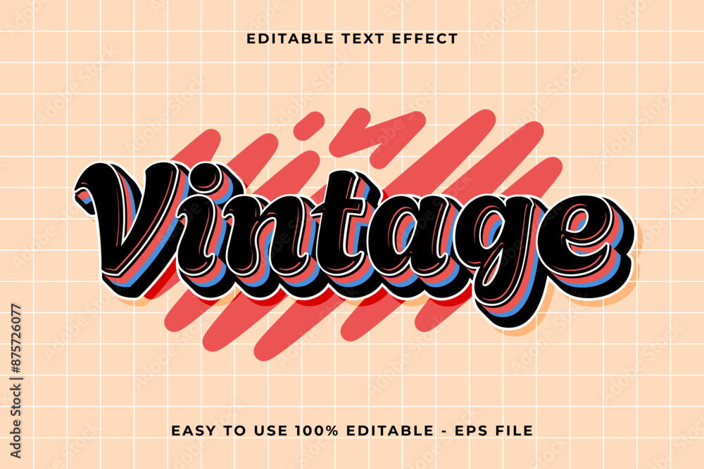Poster vintage 3d editable vector text effect. trendy style text effect