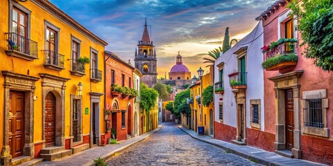 Obraz premium Charming colonial architecture and colorful streets of San Miguel de Allende, Mexico, travel, charming