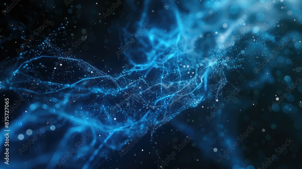 Aufkleber an intricate and futuristic abstract digital network with dynamic blue light connections is visually