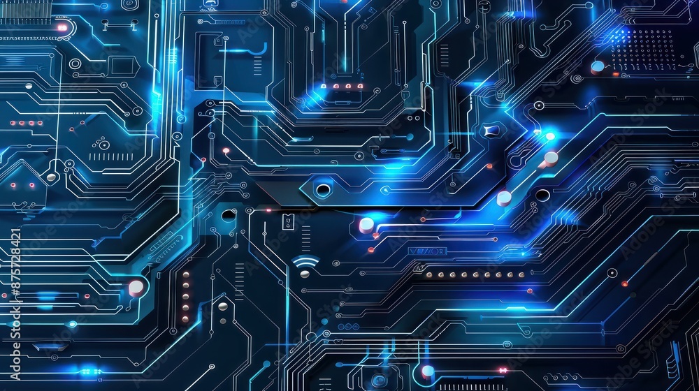 Poster abstract background with technology circuit board texture. electronic motherboard illustration. comm