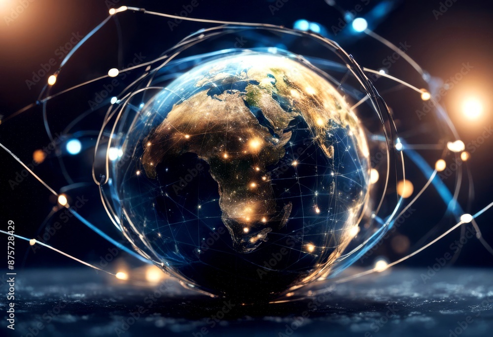 Poster lines globe futuristic circles concept technology background earth e internet connection space globa