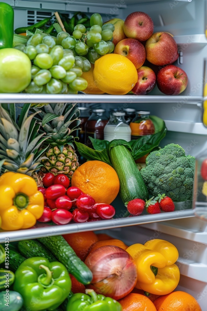 Sticker Fruit and Vegetable Filled Refrigerator