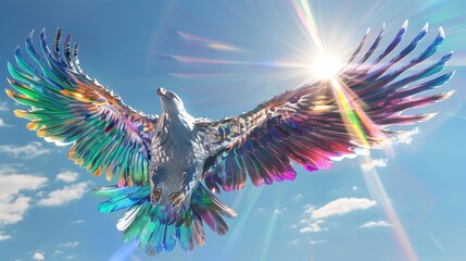 Abstract Background of colorful eagle on sky	