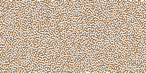 Stylized Turing pattern art background. Brown image. Abstract diffusion pattern with chaotic shapes. Vector illustration.