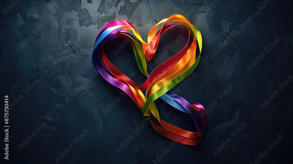 Canvas Prints Rainbow Heart Ribbon