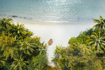 Summer vacation in Tropical paradise, Beautiful tropical beach with scenery palm and azure ocean...