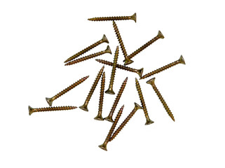 Self-tapping screws on a white isolated background close-up
