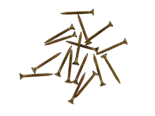 Self-tapping screws on a white isolated background close-up