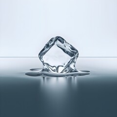 PNG One melting ice cube white white background freezing.
