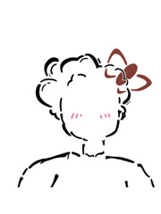 Girl with red ribbon