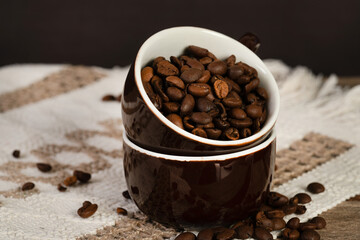 Coffee grains in a cup