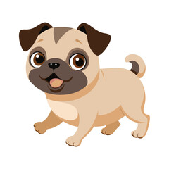 Illustration of Cute baby Pug Dog Isolated