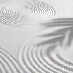  Zen Garden white sand surface with leaf shadow on circles