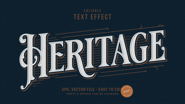Heritage text, victorian style editable text effect