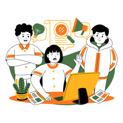 teamwork on project discussion vector illustration