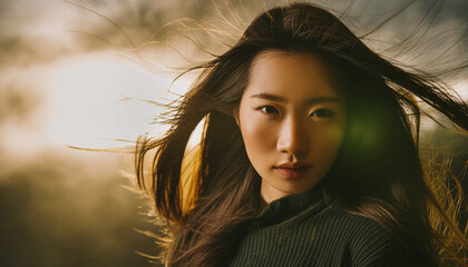 Fototapeta premium 森林の中の女性のポートレート