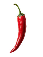 Vibrant red chili pepper, png, no background, showcasing its sharp, spicy, and fresh characteristics. Ideal for culinary and food imagery.