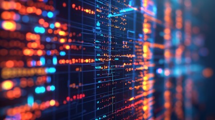 A cryptographic algorithm visualized on a computer screen, showing complex codes and digital keys used for securing confidential data.