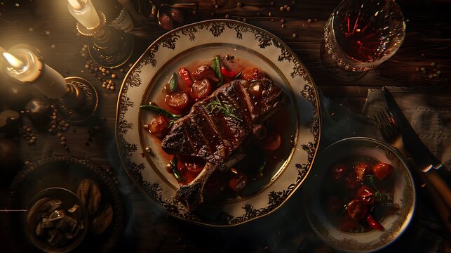 Bigus with meat on a plate