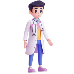 Fototapeta premium 3D cartoon doctor with stethoscope