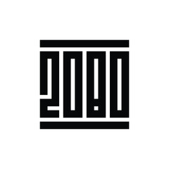 2080 happy new year text logo design template, new year 2080 square shape typography vector illustration