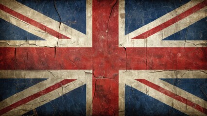 Fototapeta premium Vintage British Union Jack Flag with Weathered Texture
