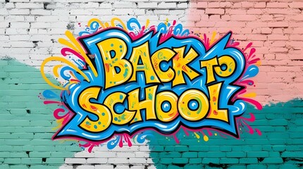 Text Let's go Back to school concept. School and office supplies on background Back to school concept.white brick wall the inscription in multi-colored paints . school  background (17)