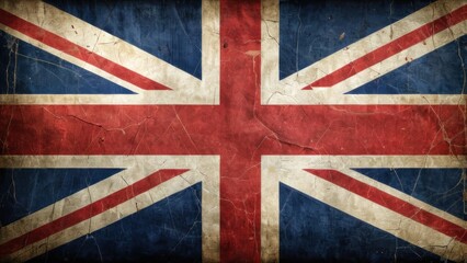 Fototapeta premium Vintage British Union Jack Flag with Weathered Texture