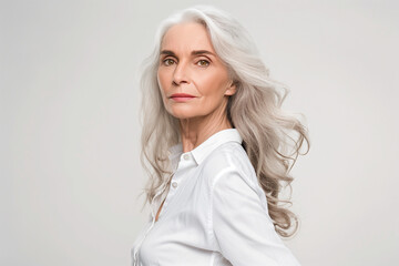 Fototapeta premium senior female on white background