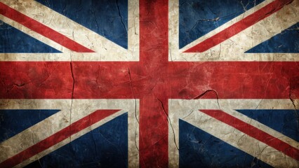 Fototapeta premium Vintage British Union Jack Flag with Weathered Texture