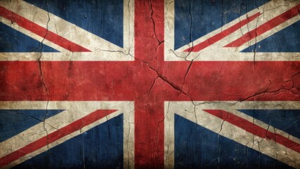 Fototapeta premium Vintage British Union Jack Flag with Weathered Texture
