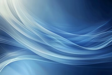 Fototapeta premium Abstract blue and white flowing wave lines create a serene and dynamic background.