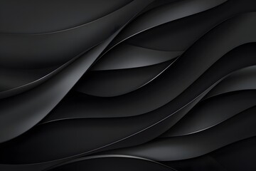 Obraz premium Elegant black abstract waves showcasing fluidity and dark tones.