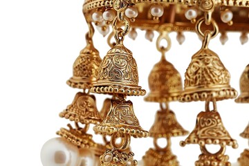 Best traditional gold earrings with white beads