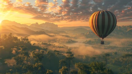 Obraz premium Early morning happy birthday hot air balloon