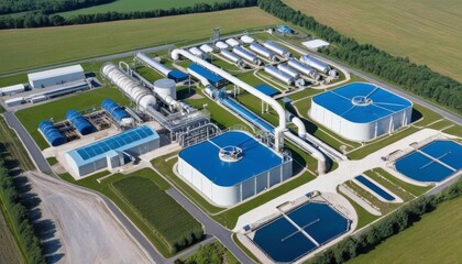 processing waste plant factory ecology production industrial treatment recycling treatment metallic tank modern pipe facilities steel concept water and