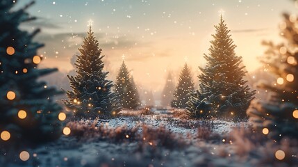 Fototapeta premium Christmas Trees in a Snowy Forest