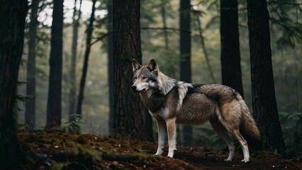 Obraz premium A big wolf in forest
