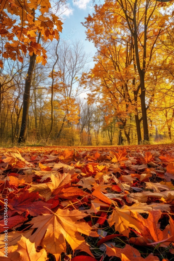 Sticker Autumn Leaves Lying on Ground