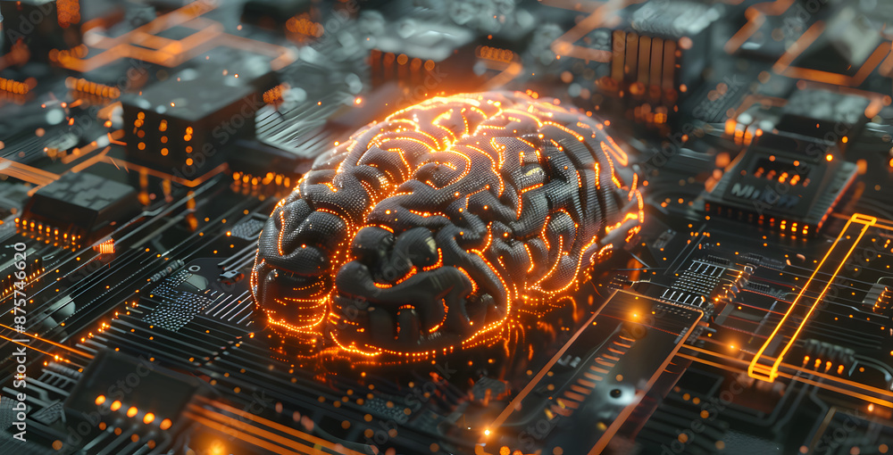 Poster neural circuit and electronic cyber brain in a quantum computing system, artificial intelligence tec